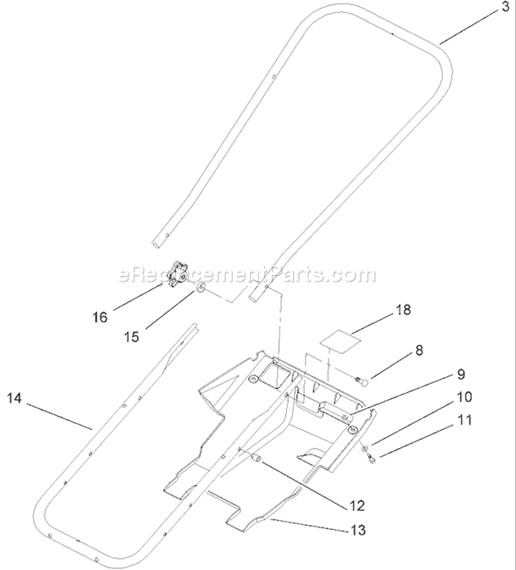 Handle and Lower Shroud Assembly Diagram and Parts List for 38182 270000001-270999999 - 2007 Toro Snow Blower