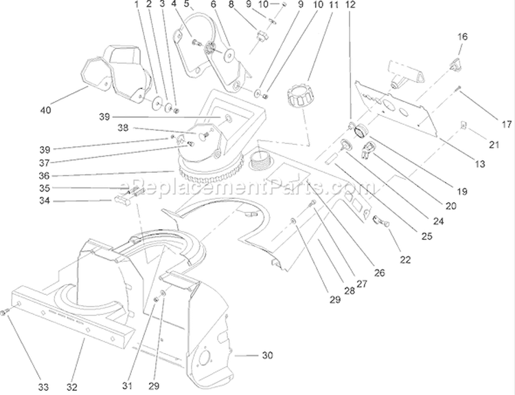 Housing, Upper Shroud and Chute Assembly Diagram and Parts List for 38182 270000001-270999999 - 2007 Toro Snow Blower