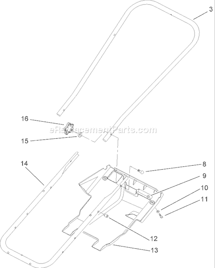 Handle and Lower Shroud Assembly Diagram and Parts List for 38182 290000001-290999999 - 2009 Toro Snow Blower
