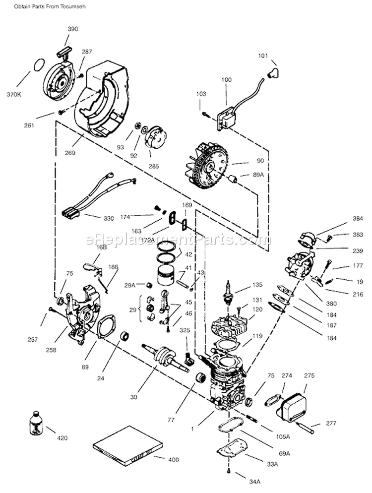Engine Diagram and Parts List for 38173 200000001-200999999 - 2000 Toro Snow Blower