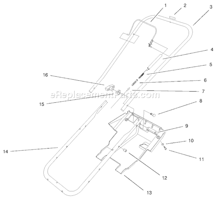 Handle & Lower Shroud Assembly Diagram and Parts List for 38173 200000001-200999999 - 2000 Toro Snow Blower