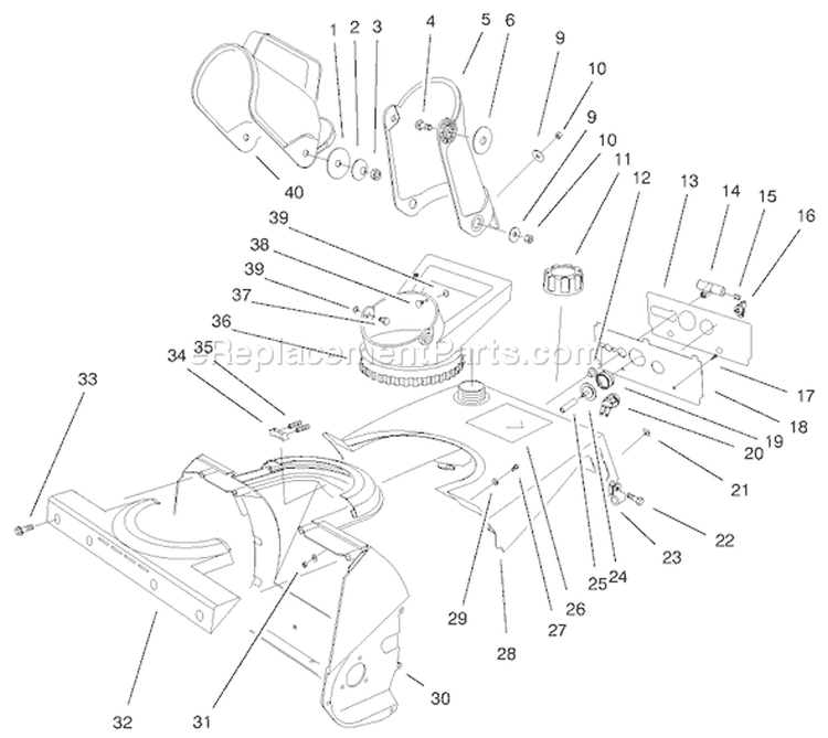 Housing, Upper Shroud and Chute Assembly Diagram and Parts List for 38173 200000001-200999999 - 2000 Toro Snow Blower
