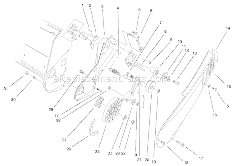 Impeller Drive Assembly Diagram and Parts List for 38173 200000001-200999999 - 2000 Toro Snow Blower