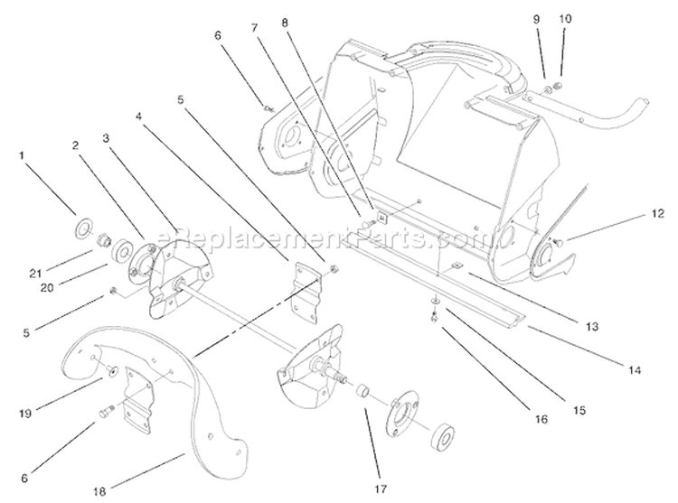 Impeller Assembly Diagram and Parts List for 38183 210000001-210999999 - 2001 Toro Snow Blower