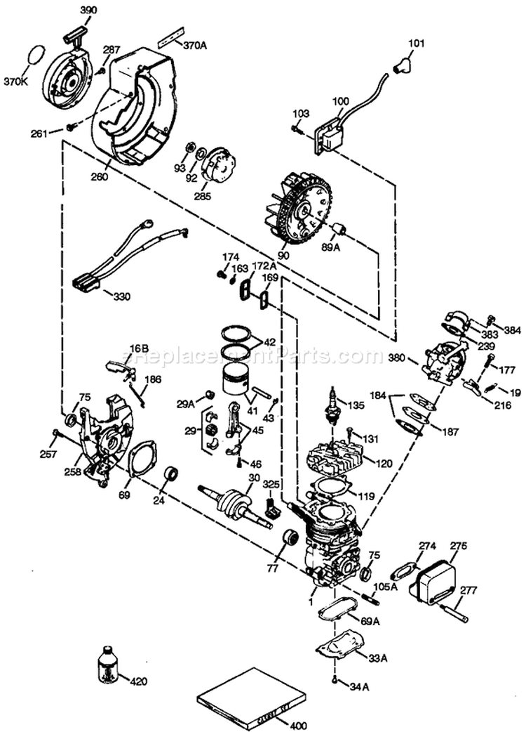 Engine Diagram and Parts List for 38182 270000001-270999999 - 2007 Toro Snow Blower