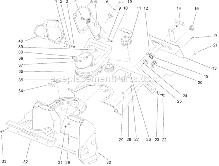 Housing, Upper Shroud and Chute Assembly Diagram and Parts List for 38183 250000001-250999999 - 2005 Toro Snow Blower