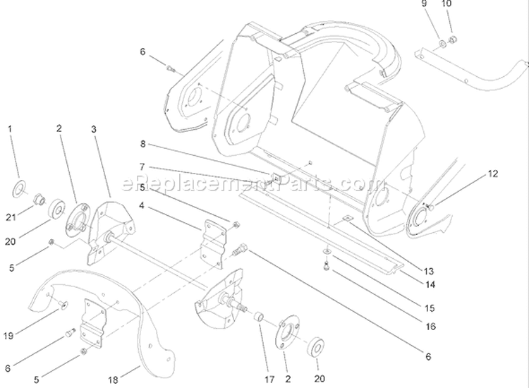 Impeller Assembly Diagram and Parts List for 38183 250000001-250999999 - 2005 Toro Snow Blower