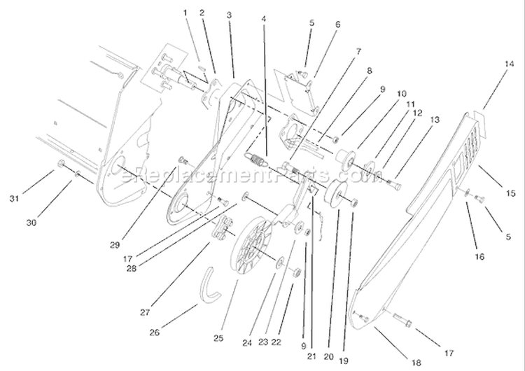 Impeller Drive Assembly Diagram and Parts List for 38183 250000001-250999999 - 2005 Toro Snow Blower