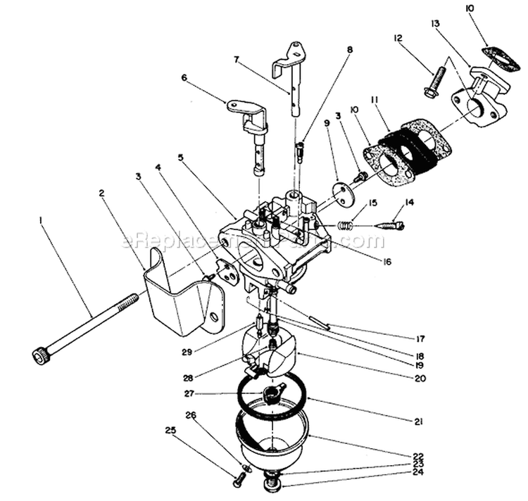 Carburetor Assembly Diagram and Parts List for 38185C 8000001-8999999 - 1988 Toro Snow Blower