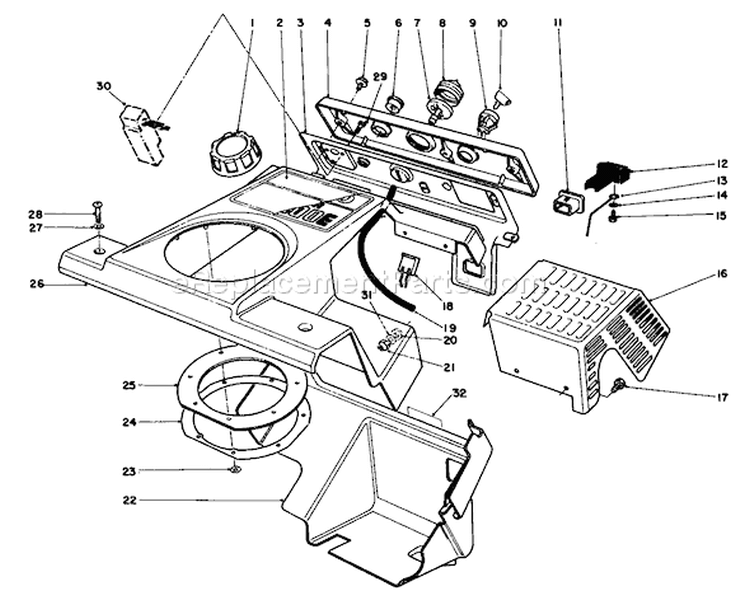 Control Panel & Shrouding Assembly Diagram and Parts List for 38185C 8000001-8999999 - 1988 Toro Snow Blower
