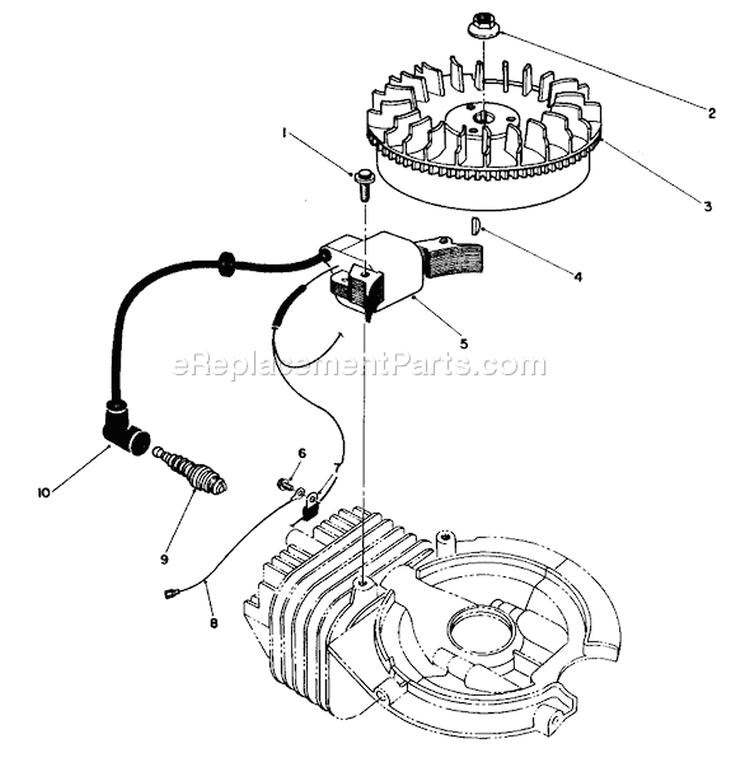 Flywheel & Magneto Assembly Diagram and Parts List for 38185C 8000001-8999999 - 1988 Toro Snow Blower