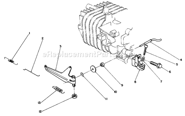 Governor Assembly Diagram and Parts List for 38185C 8000001-8999999 - 1988 Toro Snow Blower