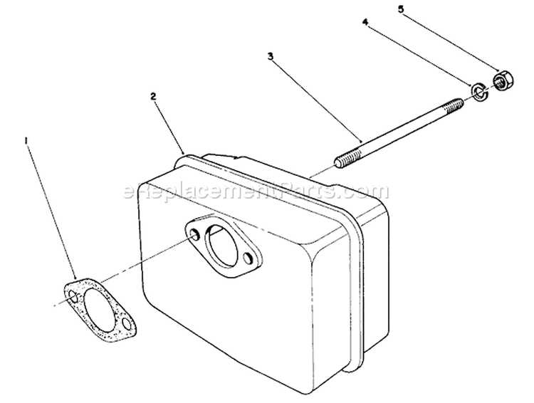 Muffler Assembly Diagram and Parts List for 38185C 8000001-8999999 - 1988 Toro Snow Blower