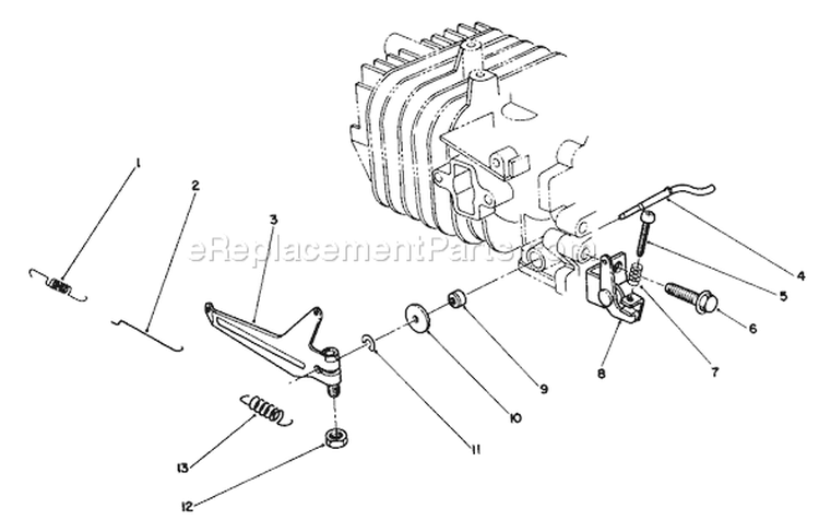 Governor Assembly Diagram and Parts List for 38185 7000001-7999999 - 1987 Toro Snow Blower