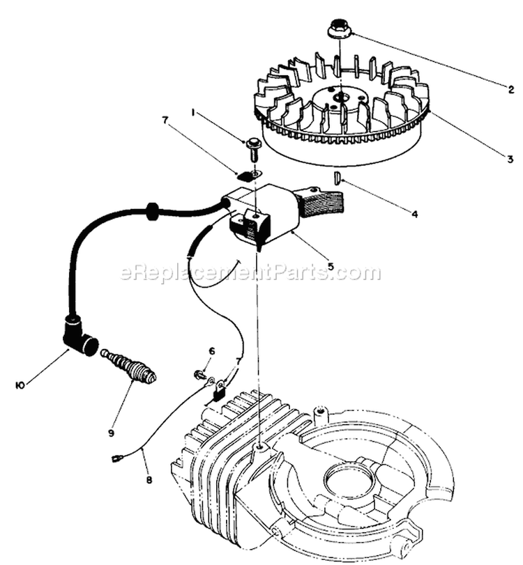 Flywheel & Magneto Assembly Diagram and Parts List for 38186 0000001-0999999 - 1990 Toro Snow Blower
