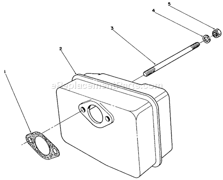 Muffler Assembly Diagram and Parts List for 38186 0000001-0999999 - 1990 Toro Snow Blower