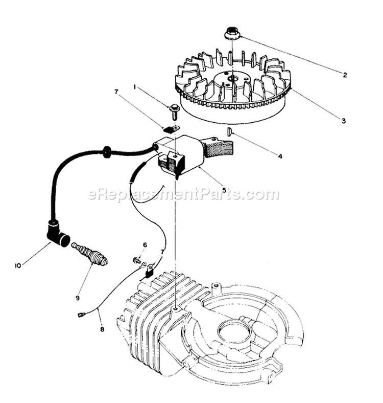 Flywheel & Magneto Assembly Diagram and Parts List for 38186 1000001-1999999 - 1991 Toro Snow Blower
