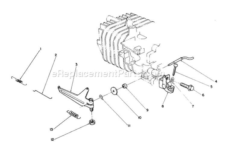 Governor Assembly Diagram and Parts List for 38186 1000001-1999999 - 1991 Toro Snow Blower