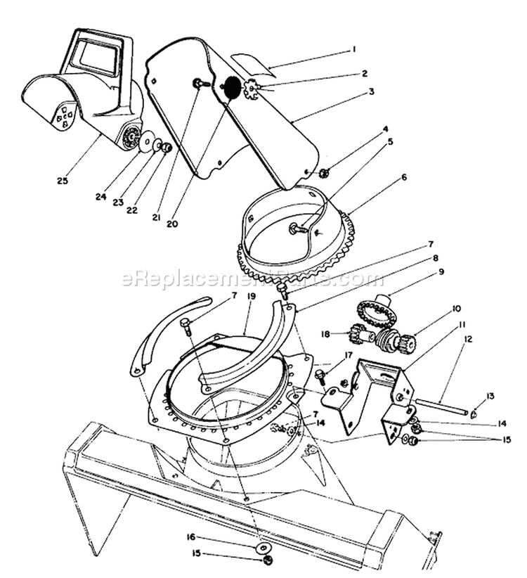 Discharge Chute Assembly Diagram and Parts List for 38186 2000001-2999999 - 1992 Toro Snow Blower