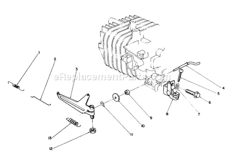 Governor Assembly Diagram and Parts List for 38186 2000001-2999999 - 1992 Toro Snow Blower