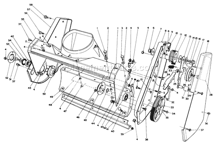 Housing Assembly Diagram and Parts List for 38186 2000001-2999999 - 1992 Toro Snow Blower