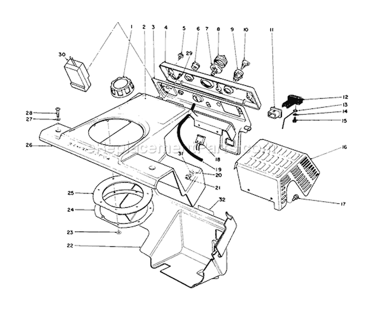 Control Panel & Shrouding Assembly Diagram and Parts List for 38185 4900001-4999999 - 1994 Toro Snow Blower