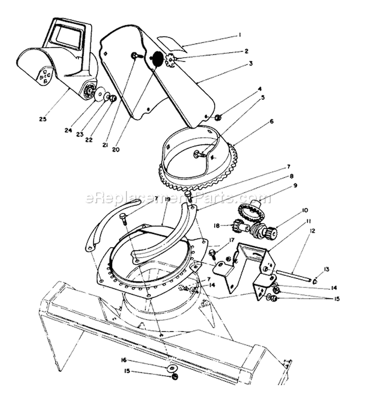 Discharge Chute Assembly Diagram and Parts List for 38185 4900001-4999999 - 1994 Toro Snow Blower