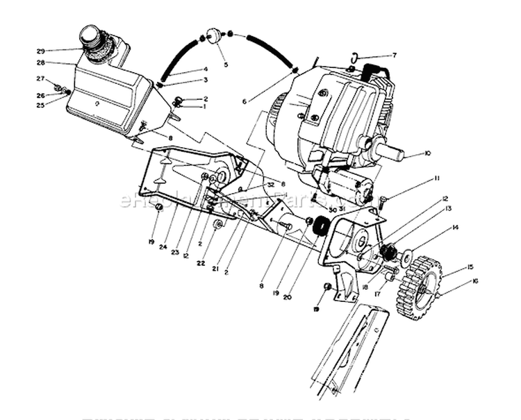 Engine & Main Frame Assembly Diagram and Parts List for 38185 4900001-4999999 - 1994 Toro Snow Blower