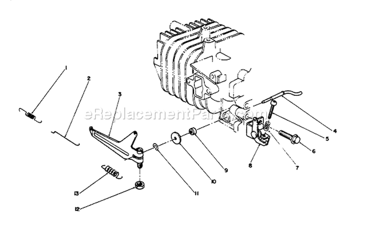 Governor Assembly Diagram and Parts List for 38185 4900001-4999999 - 1994 Toro Snow Blower