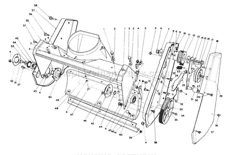 Housing Assembly Diagram and Parts List for 38185 4900001-4999999 - 1994 Toro Snow Blower