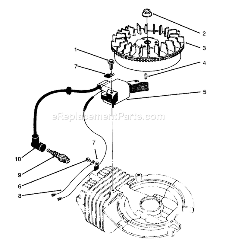 Flywheel & Magneto Assembly Diagram and Parts List for 38186 6900001-6999999 - 1996 Toro Snow Blower