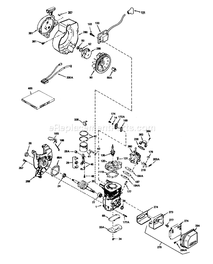 Engine Diagram and Parts List for 38191 2000001-2999999 - 1992 Toro Snow Blower
