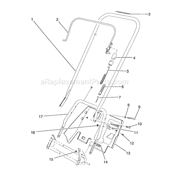 Handle Assembly Diagram and Parts List for 38191 2000001-2999999 - 1992 Toro Snow Blower