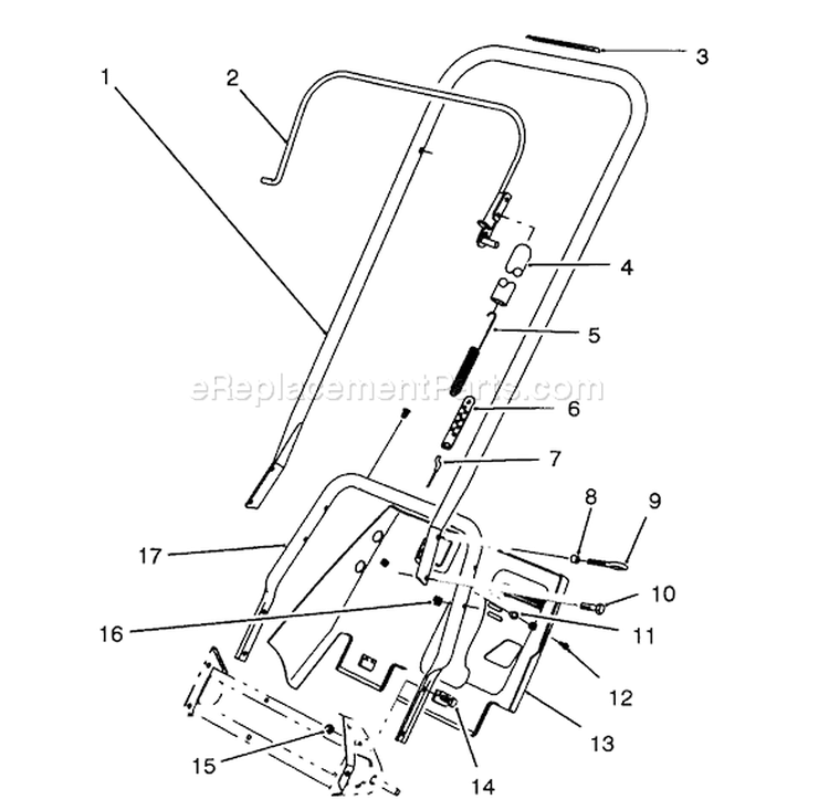 Handle Assembly Diagram and Parts List for 38190 39000001-39999999 - 1993 Toro Snow Blower