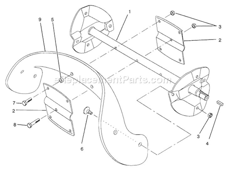 Rotor Assembly Diagram and Parts List for 38190 39000001-39999999 - 1993 Toro Snow Blower
