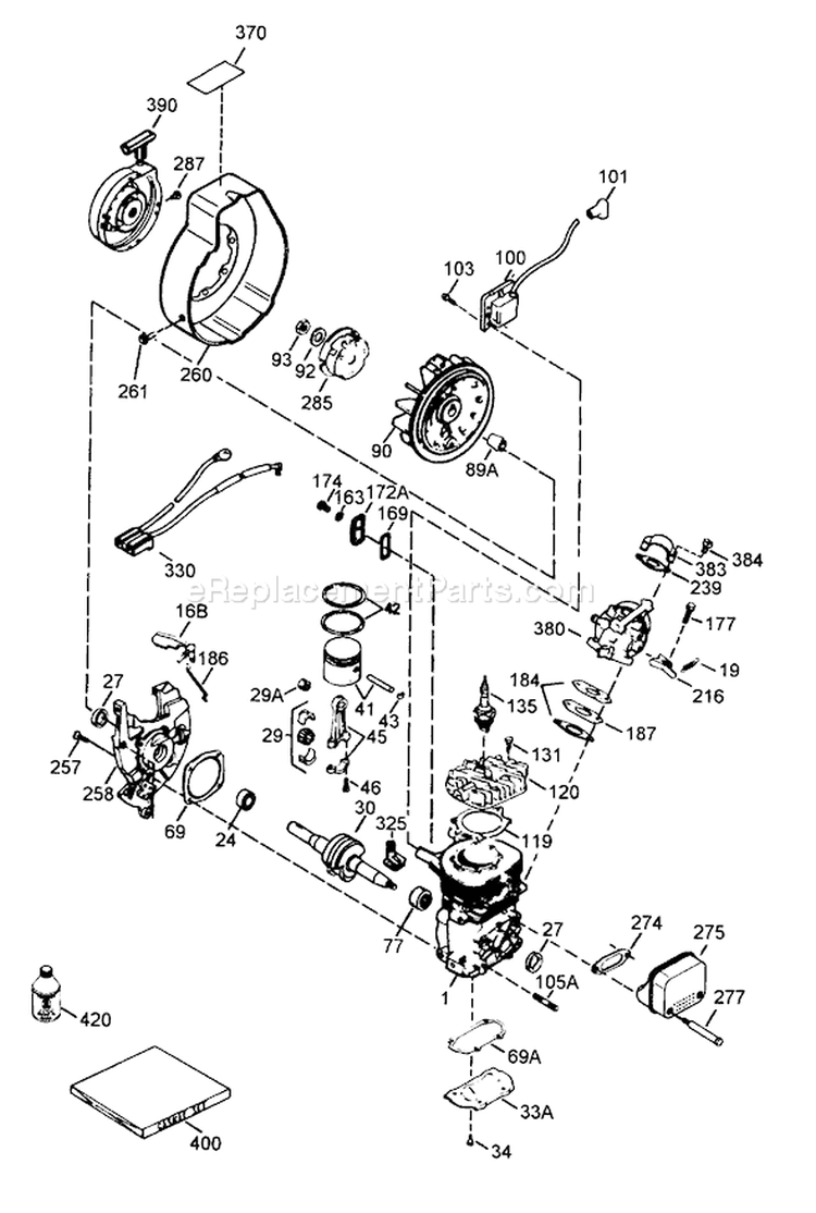 Page D Diagram and Parts List for 38190 49000001-49999999 - 1994 Toro Snow Blower