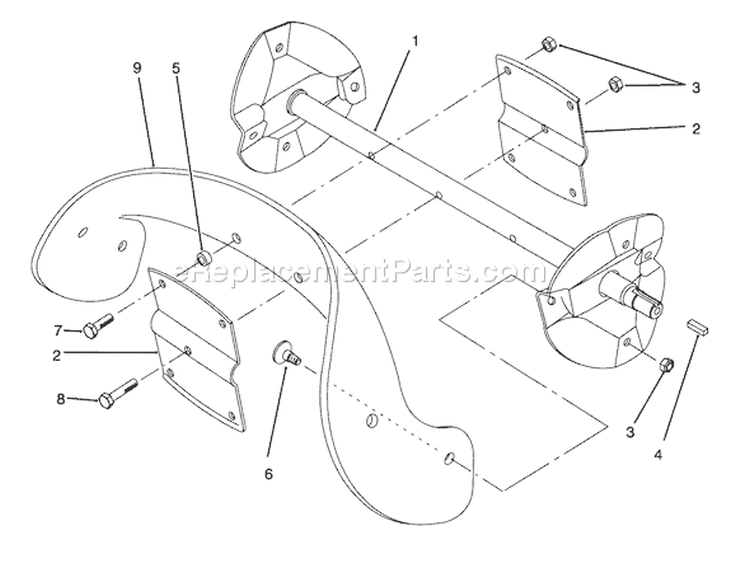 Rotor Assembly Diagram and Parts List for 38190 49000001-49999999 - 1994 Toro Snow Blower
