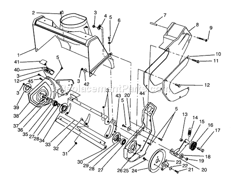 Rotor Housing Assembly Diagram and Parts List for 38190 49000001-49999999 - 1994 Toro Snow Blower
