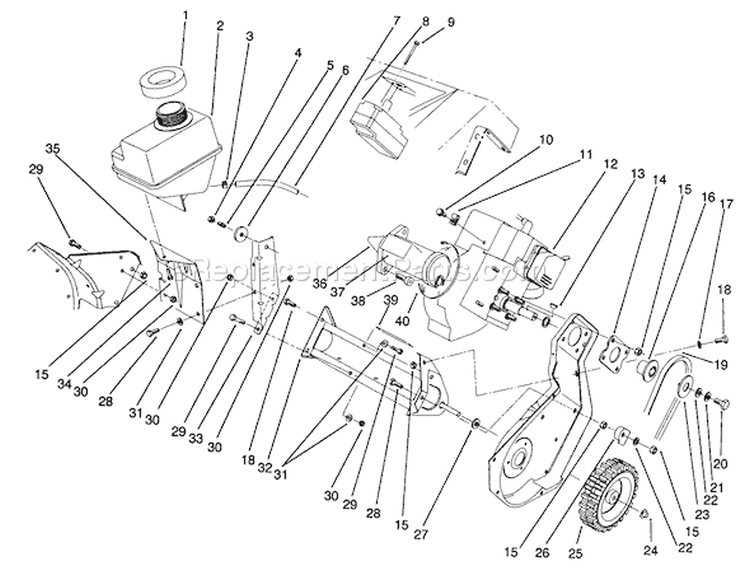 Engine Diagram and Parts List for 38195 1000001-1999999 - 1991 Toro Snow Blower