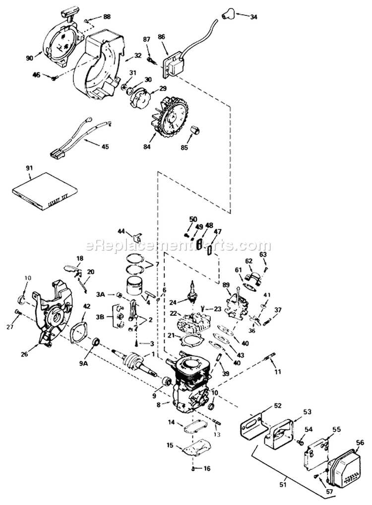 Page C Diagram and Parts List for 38195 1000001-1999999 - 1991 Toro Snow Blower
