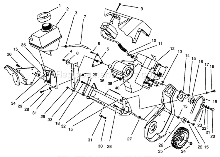 Engine & Frame Assembly Diagram and Parts List for 38195 69000001-69999999 - 1996 Toro Snow Blower