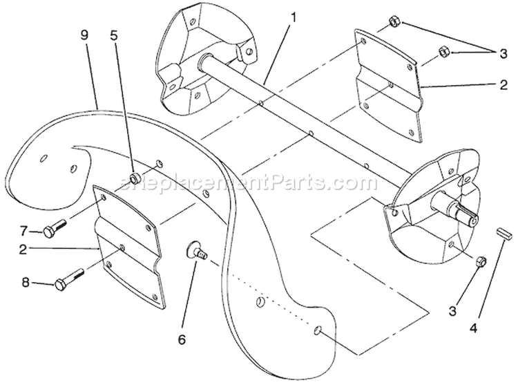 Rotor Assembly Diagram and Parts List for 38195 39000001-39999999 - 1993 Toro Snow Blower
