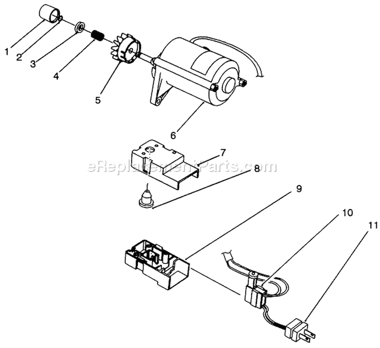 Starter Motor Diagram and Parts List for 38195 39000001-39999999 - 1993 Toro Snow Blower