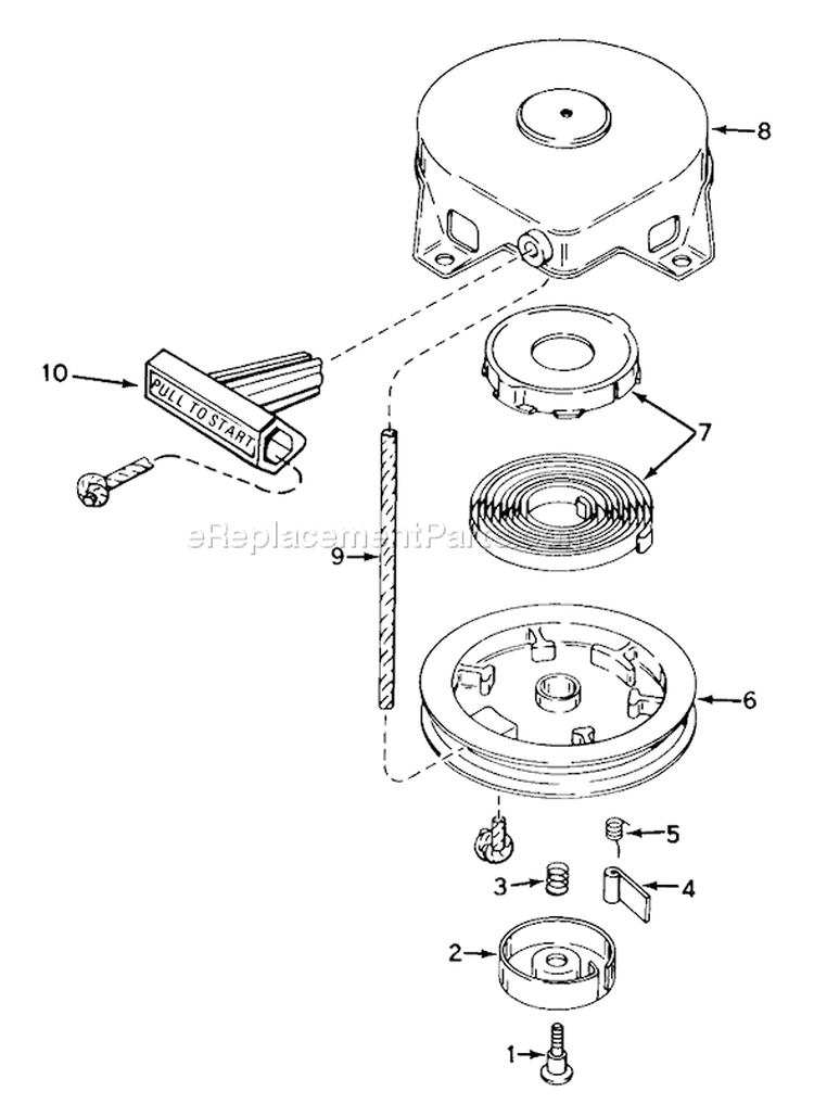 Rewind Starter Diagram and Parts List for 38210 9000001-9999999 - 1979 Toro Snow Blower