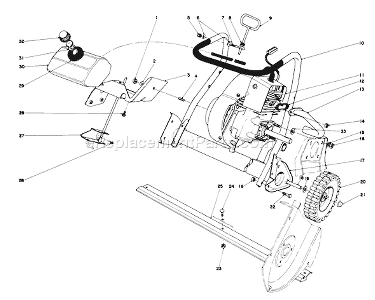 Engine Diagram and Parts List for 38220 9000001-9999999 - 1979 Toro Snow Blower
