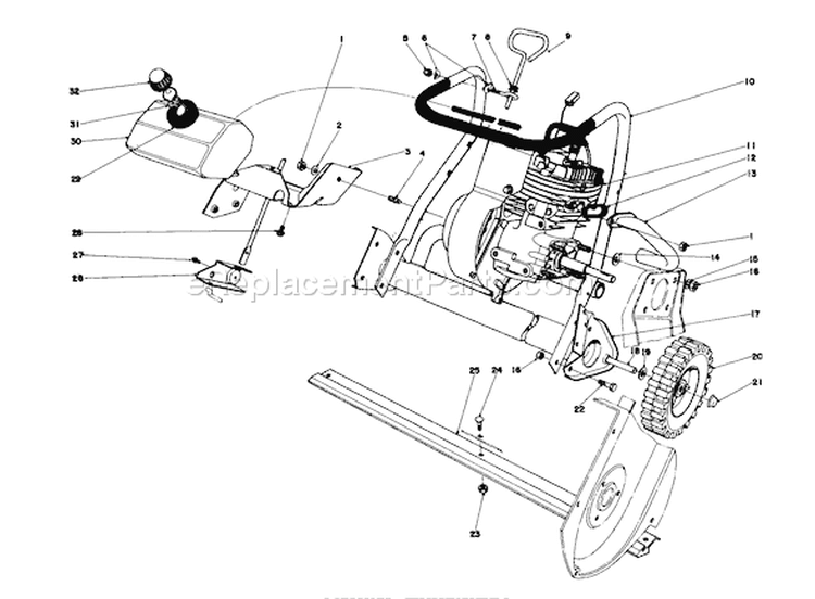 Engine Diagram and Parts List for 38232 1000001-1999999 - 1981 Toro Snow Blower