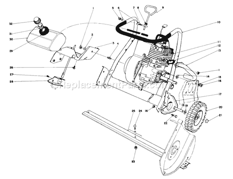 Engine Diagram and Parts List for 38232 5000001-5999999 - 1985 Toro Snow Blower