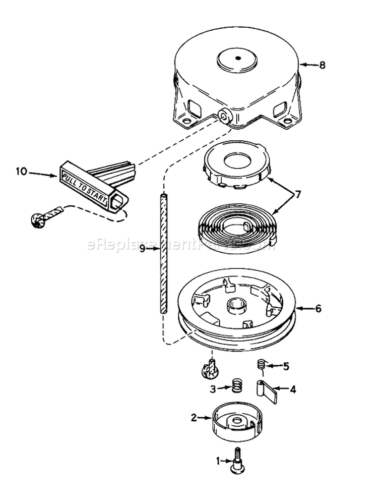 Shroud and Rewind Starter Diagram and Parts List for 38232 5000001-5999999 - 1985 Toro Snow Blower