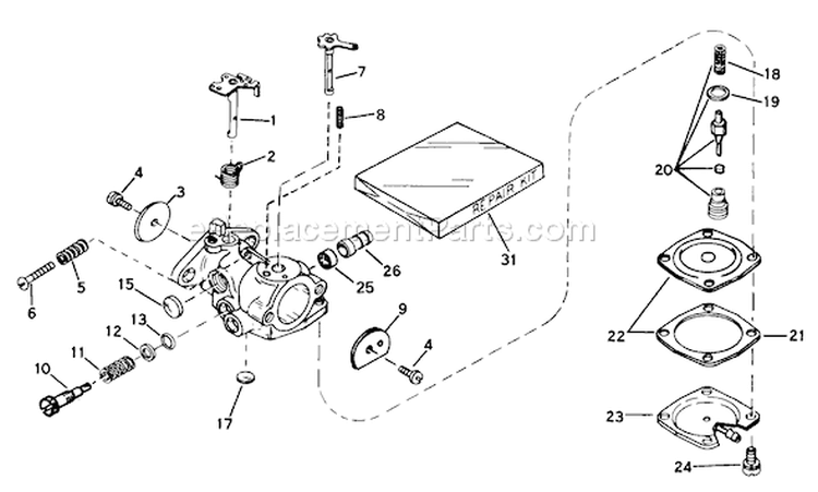 Page B Diagram and Parts List for 38235 0000001-0999999 - 1980 Toro Snow Blower