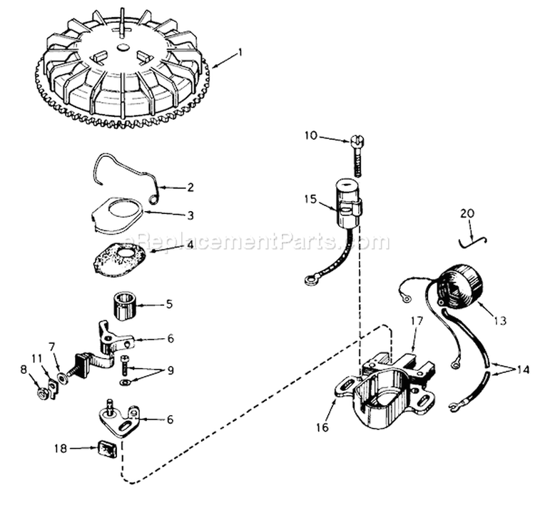 Magneto Diagram and Parts List for 38235 0000001-0999999 - 1980 Toro Snow Blower